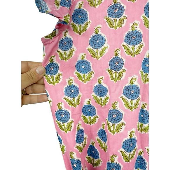 Darlington Isle Pink Floral Midi Dress 100% Cotton Preppy Charm Modest Womens XS - Picture 5 of 10